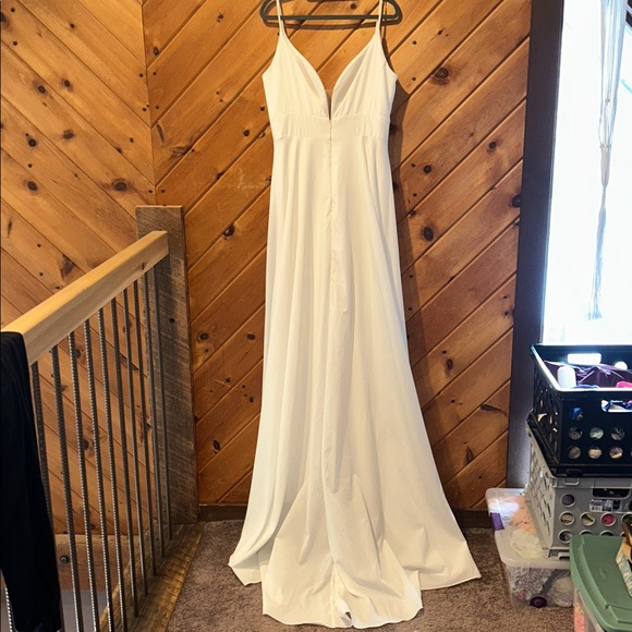 Oxford Street deep V pure white A line wedding dress NWT - Picture 7 of 12